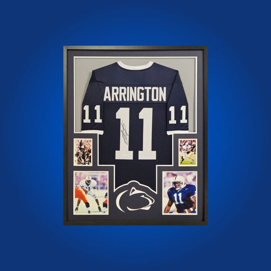 Lavar Arrington Signed Full Framed Custom Penn State Nittany Lions Jersey – autographed memorabilia, All-American linebacker collectible, centerpiece for Penn State supporters.