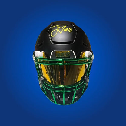 Love Custom Authentic Black Helmet with Green FaceMask