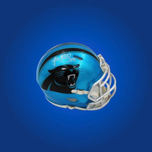 Carolina Panthers Blue Flash Mini Helmet autographed by Luke Kuechly, Certificate of Authenticity included