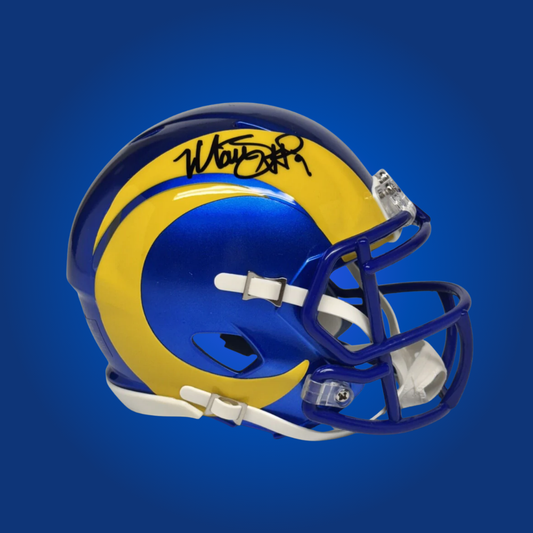 Los Angeles Rams mini helmet signed by Matthew Stafford with Certificate of Authenticity.