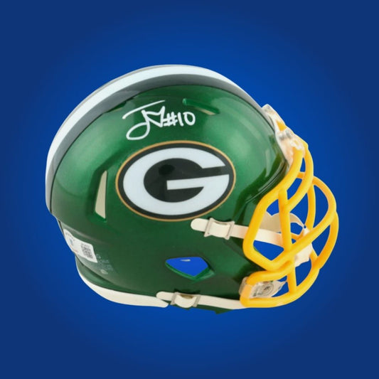 Jordan Love signed Green Bay Packers mini helmet with hologram and COA.
