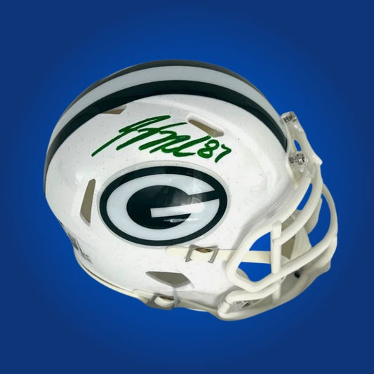 Signed Riddell RAVE Speed mini helmet by Green Bay Packers running back Josh Jacobs, includes COA authentication.
