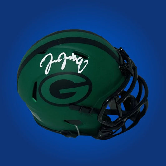 Signed Riddell RAVE Speed mini helmet by Green Bay Packers running back Josh Jacobs, includes COA authentication.