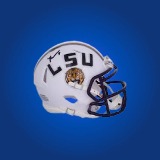 Malik Nabers signed LSU Tigers mini helmet—standout item for LSU supporters and Nabers collectors.