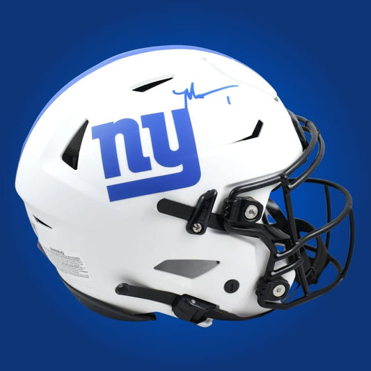 Malik Nabers Signed New York Giants White F/S Lunar SpeedFlex Helmet