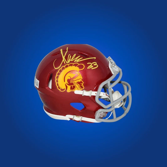Marcus Allen signed USC Trojans mini helmet—unique collectible for Trojans fans and Allen memorabilia collectors.