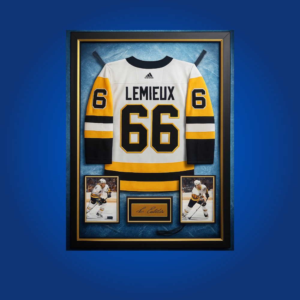 Mario Lemieux, Pittsburgh Penguins, Full Framed White Jersey