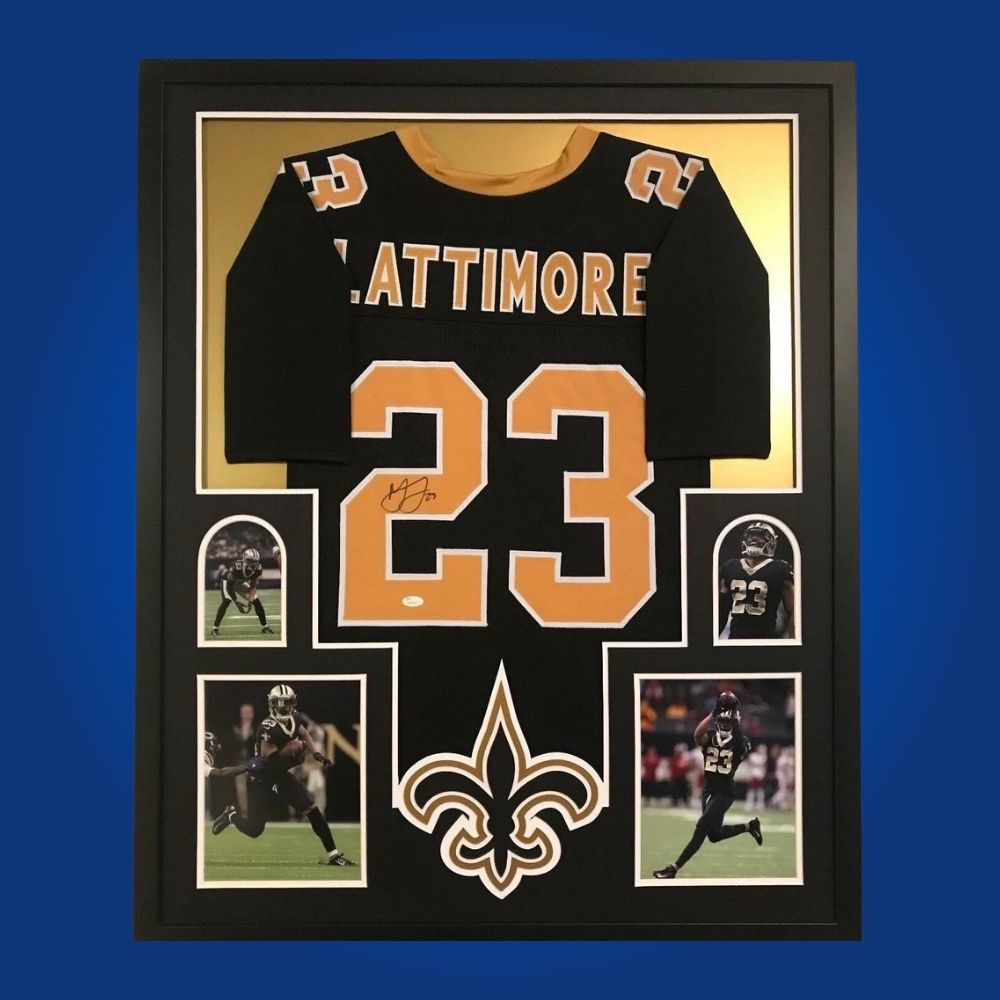 Autographed New Orleans Saints custom jersey by Marshon Lattimore with Certificate of Authenticity.
