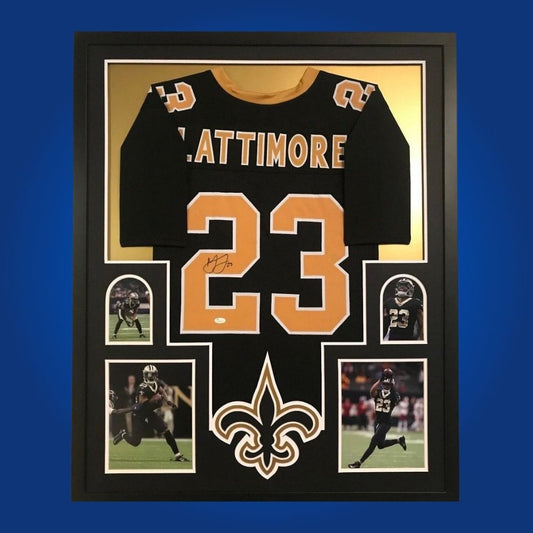Autographed New Orleans Saints custom jersey by Marshon Lattimore with Certificate of Authenticity.