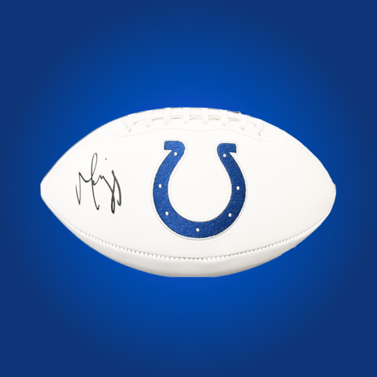 Marvin Harrison Jr. signed Arizona Cardinals logo football, with his genuine autograph, a rare item for fans and collectors.