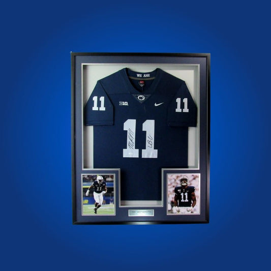 Micah Parsons Signed Full Framed Custom Penn State Nittany Lions Jersey – autographed memorabilia, NFL star linebacker collectible, perfect for Nittany Lions enthusiasts.