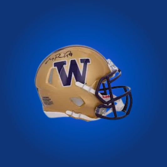 Michael Penix Jr. signed Washington Huskies mini helmet—standout collectible for Huskies fans and Penix supporters.