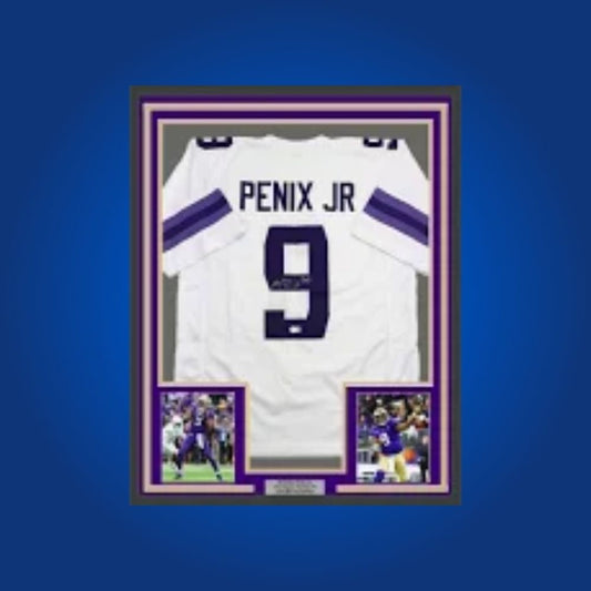 Michael Penix Jr. Signed Full Framed Custom Washington Huskies Jersey – autographed memorabilia, star quarterback collectible, centerpiece for Huskies fans.