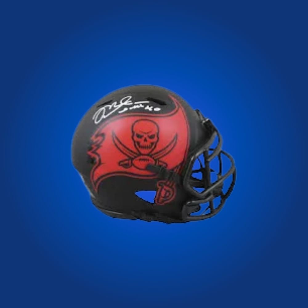 Tampa Bay Buccaneers mini helmet signed by Mike Alstott with Certificate of Authenticity.