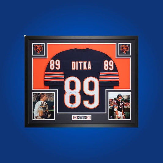 Autographed Chicago Bears custom jersey by Walter Payton with Certificate of Authenticity.
