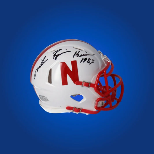 Mike Rozier signed Nebraska Cornhuskers mini helmet—perfect for Huskers supporters and Rozier memorabilia enthusiasts.