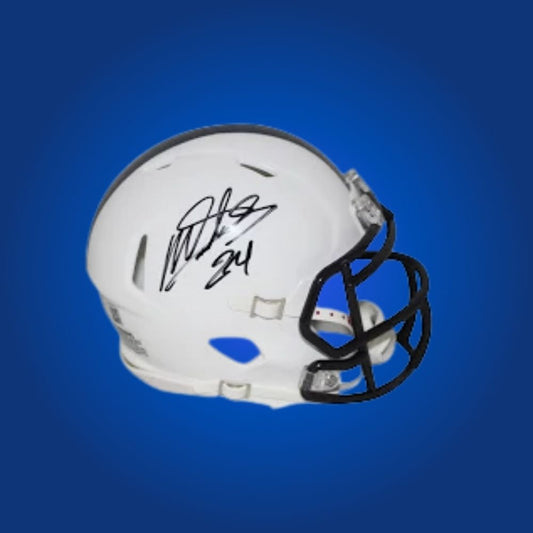 Miles Sanders signed Penn State Nittany Lions mini helmet—valued item for Nittany Lions fans and Sanders memorabilia collectors.