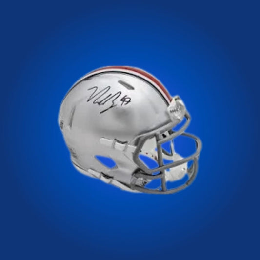 Nick Bosa signed Ohio State Buckeyes mini helmet—must-have collectible for Ohio State fans and Bosa followers.