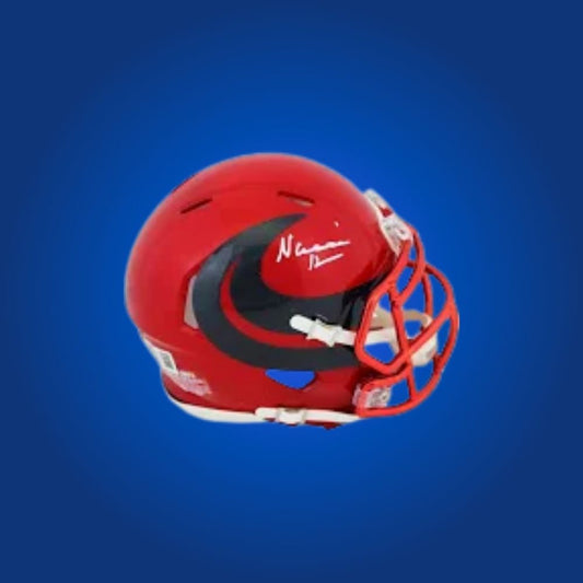 Houston Texans Red Alt Speed Mini Helmet signed by Nico Collins, Certificate of Authenticity included