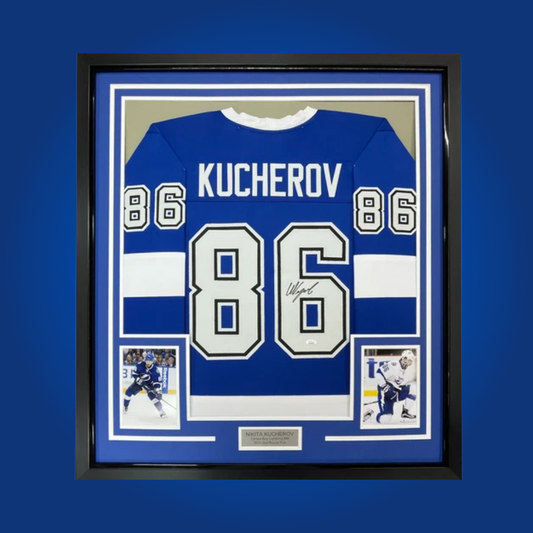 Nikita Kucherov Signed Tampa Bay Lightning Full Framed Blue Jersey