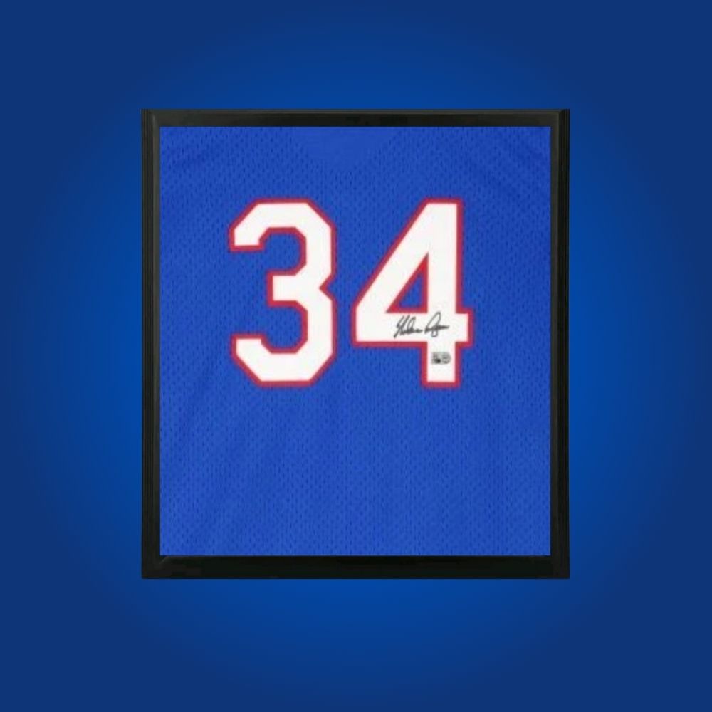 Nolan Ryan Signed Texas Rangers Blue Framed Jersey