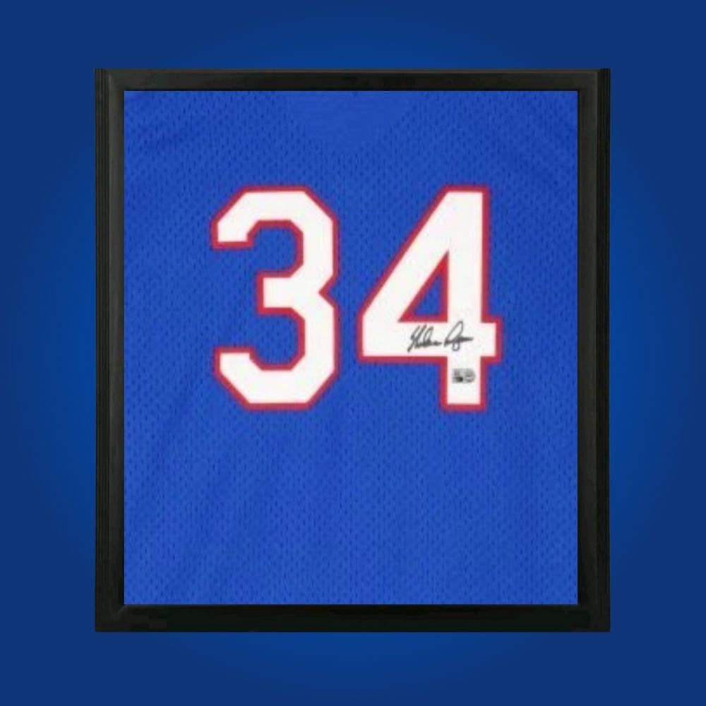 Nolan Ryan Signed Texas Rangers Blue Full Framed Jersey