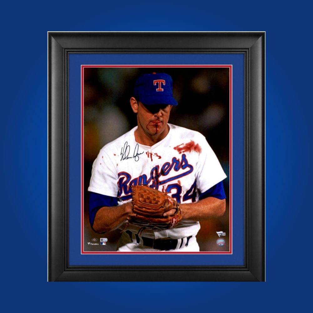 Nolan Ryan Texas Rangers Framed "Bloody Lip" 16x20 Signed Photo