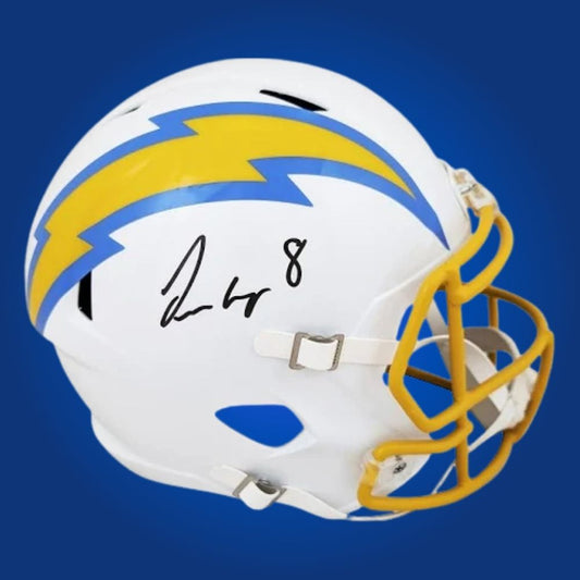 Omarian Hampton signed Los Angeles Chargers white speed replica helmet
