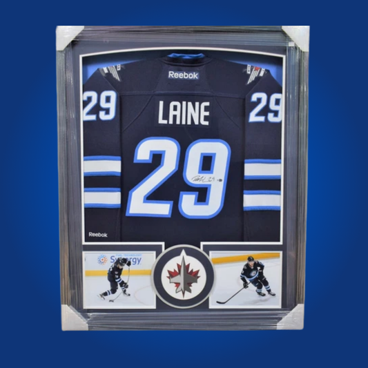 Patrik Laine, Winnipeg Jets, Full Framed Navy Blue Jersey