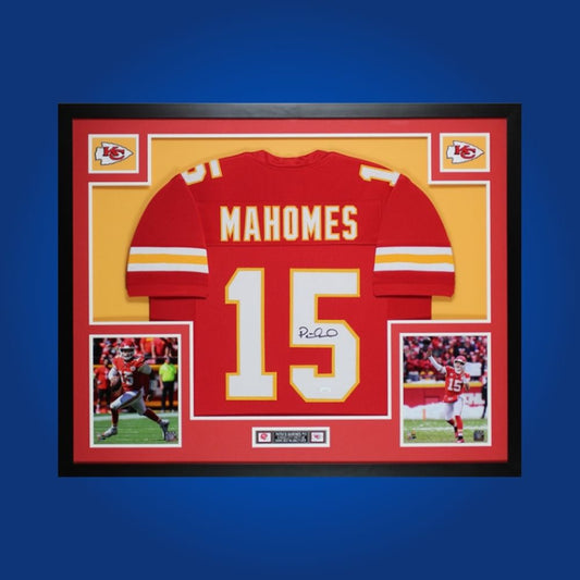 Framed Kansas City Chiefs jersey signed by Patrick Mahomes with Certificate of Authenticity