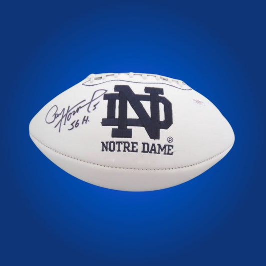 Paul Hornung autographed Notre Dame Fighting Irish white logo football, iconic collectible for Fighting Irish fans and memorabilia collectors.