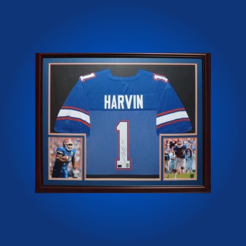 Percy Harvin Signed Full Framed Custom Florida Gators Jersey – autographed memorabilia, electrifying playmaker collectible, perfect for devoted Gators fans.