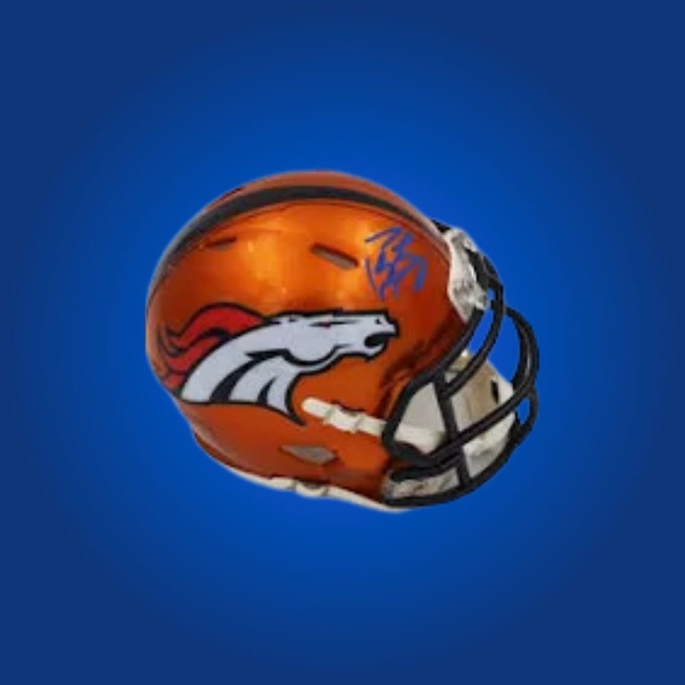 Denver Broncos Orange Flash Speed Mini Helmet signed by Peyton Manning, Certificate of Authenticity included