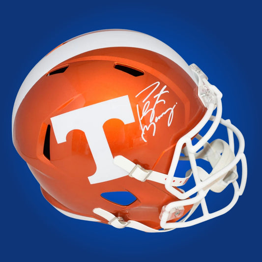 Autographed Tennessee Volunteers full size replica helmet signed by Peyton Manning, showcased on a white background for product clarity. SportsMarkets exclusive memorabilia photo.