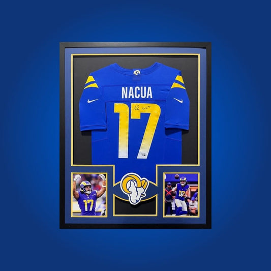 Autographed Los Angeles Rams custom jersey by Puka Nacua with Certificate of Authenticity.