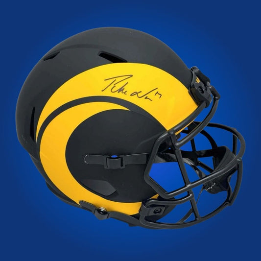 Puka Nacua signed Los Angeles Rams eclipse speed replica helmet