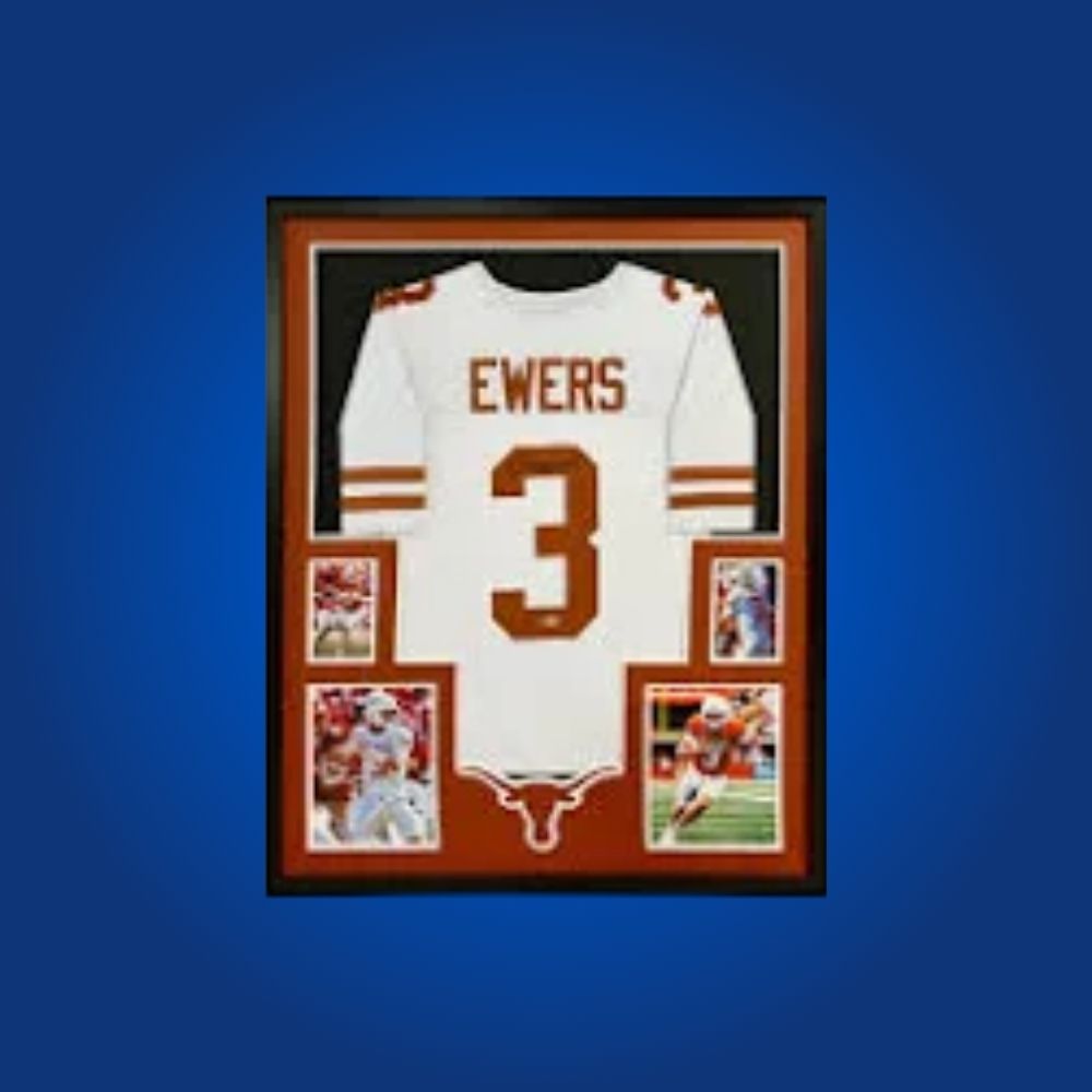 Quinn Ewers Signed Full Framed Custom Texas Longhorns Jersey – autographed memorabilia, rising star quarterback collectible, perfect for Longhorns collectors.