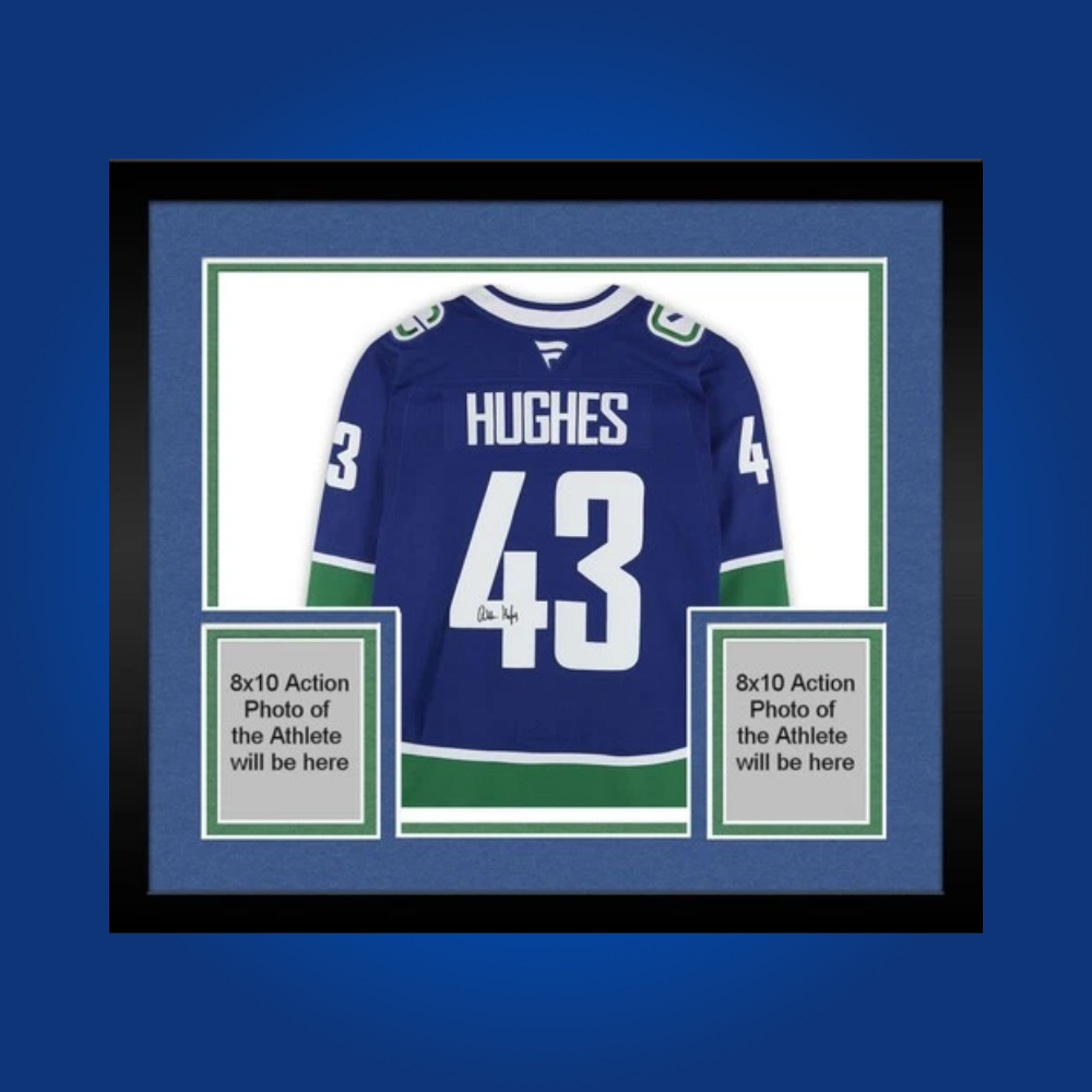 Quinn Hughes, Vancouver Canucks, Full Framed Blue Jersey