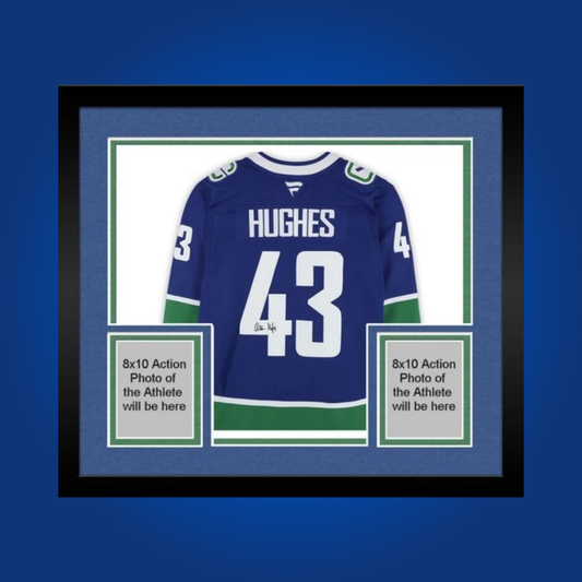 Quinn Hughes, Vancouver Canucks, Full Framed Blue Jersey
