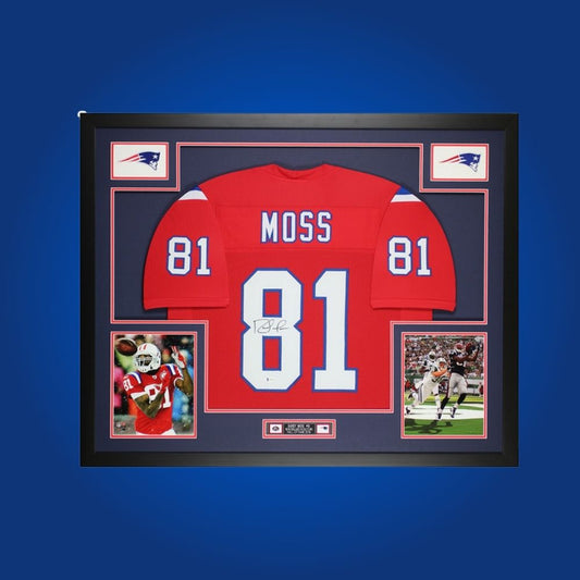 Randy Moss Signed Full Framed Custom New England Patriots Jersey