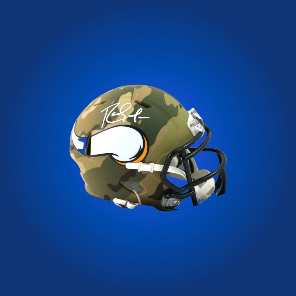 Minnesota Vikings mini helmet signed by Randy Moss with Certificate of Authenticity.