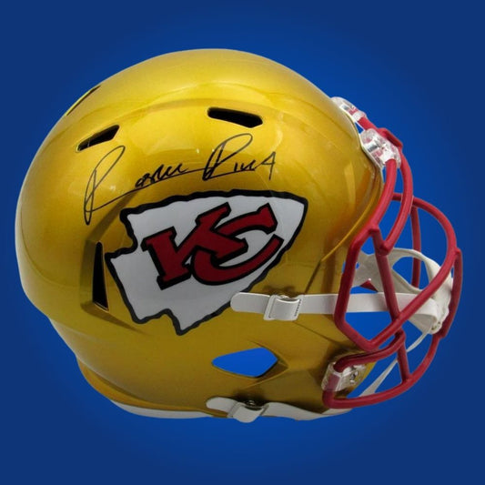 Rashee Rice signed Kansas City Chiefs gold speed replica helmet