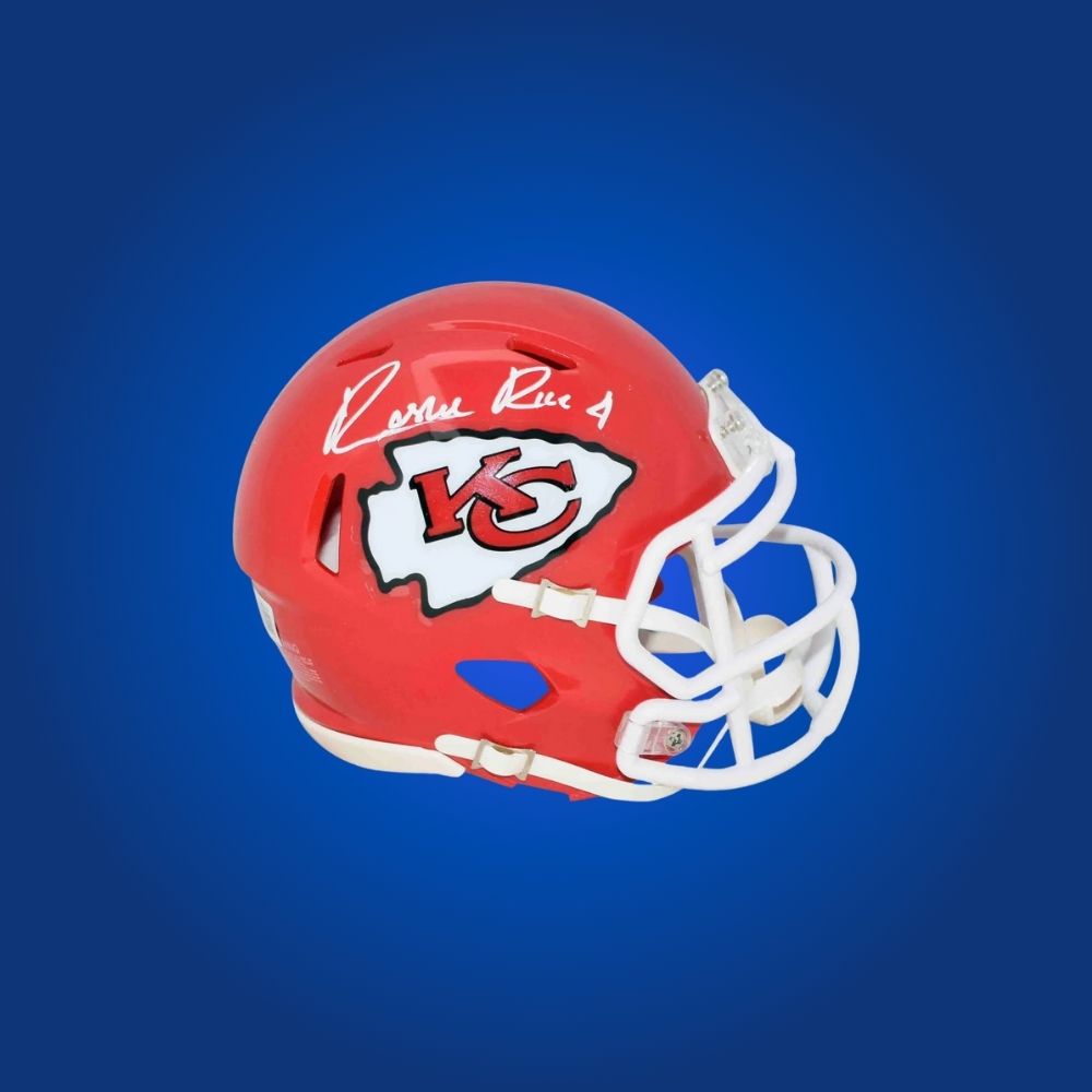 Kansas City Chiefs Red Speed Mini Helmet signed by Rashee Rice, Certificate of Authenticity included