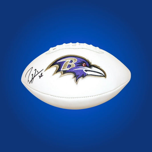 Ray Lewis autographed Baltimore Ravens logo football, a must-have for dedicated fans, includes certificate of authenticity for provenance.