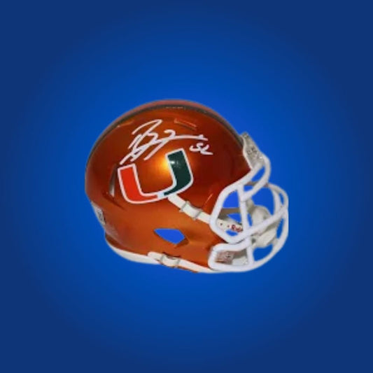 Ray Lewis autographed Miami Hurricanes mini helmet—must-have collectible for Miami supporters and Lewis fans.