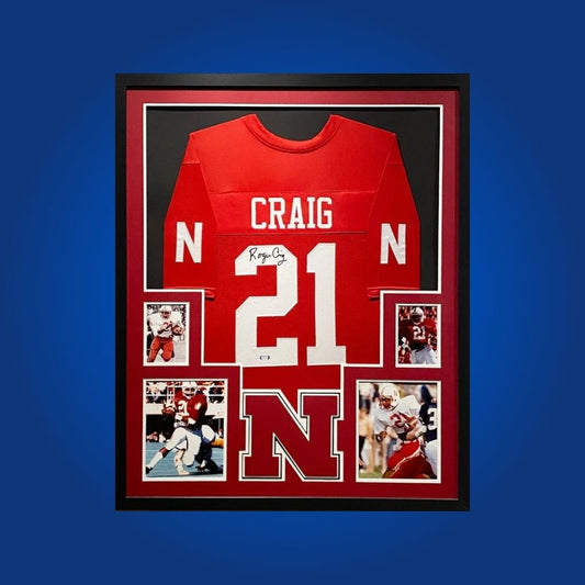 Roger Craig Signed Full Framed Custom Nebraska Cornhuskers Jersey – autographed memorabilia, iconic running back collectible, perfect for Cornhuskers enthusiasts.