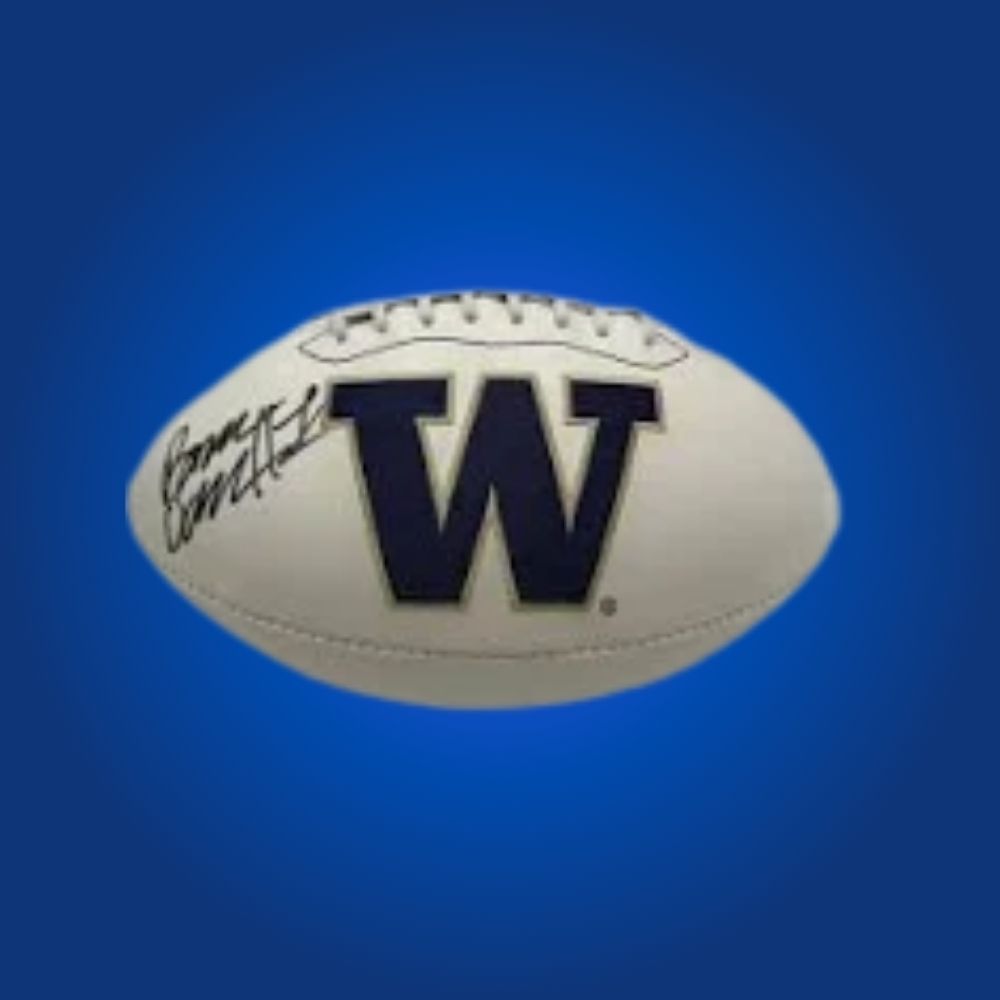 Autographed full size replica football by Rome Odunze, featuring Washington Huskies white logo. Certified authentic, a prized addition for Washington fans and memorabilia enthusiasts. Certificate of Authenticity included. Ball details may differ for catalog consistency.