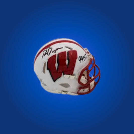 Ron Dayne signed Wisconsin Badgers mini helmet—prized collectible for Wisconsin fans and Dayne memorabilia collectors.
