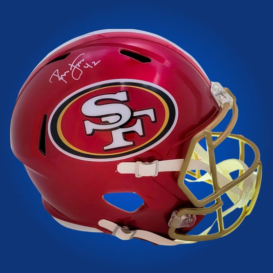 Ronnie Lott  Signed San Francisco 49ers Red Flash  Speed Replica Helmet
