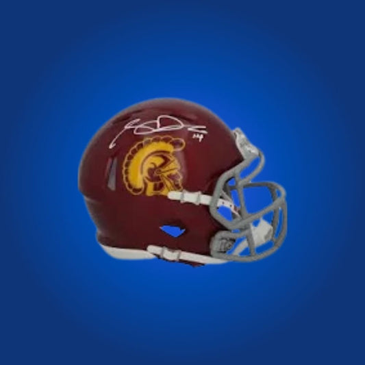 Sam Darnold signed USC Trojans mini helmet—collectible for Trojans fans and Darnold memorabilia seekers.
